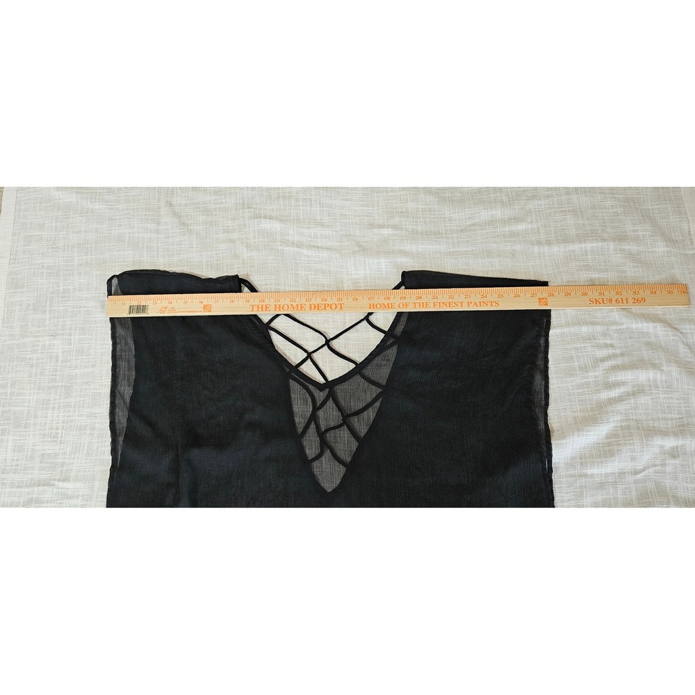 Unbranded Tunic Women OS Black Strappy Lattice Back Sheer Grunge Whimsygoth Boho - Picture 2 of 5